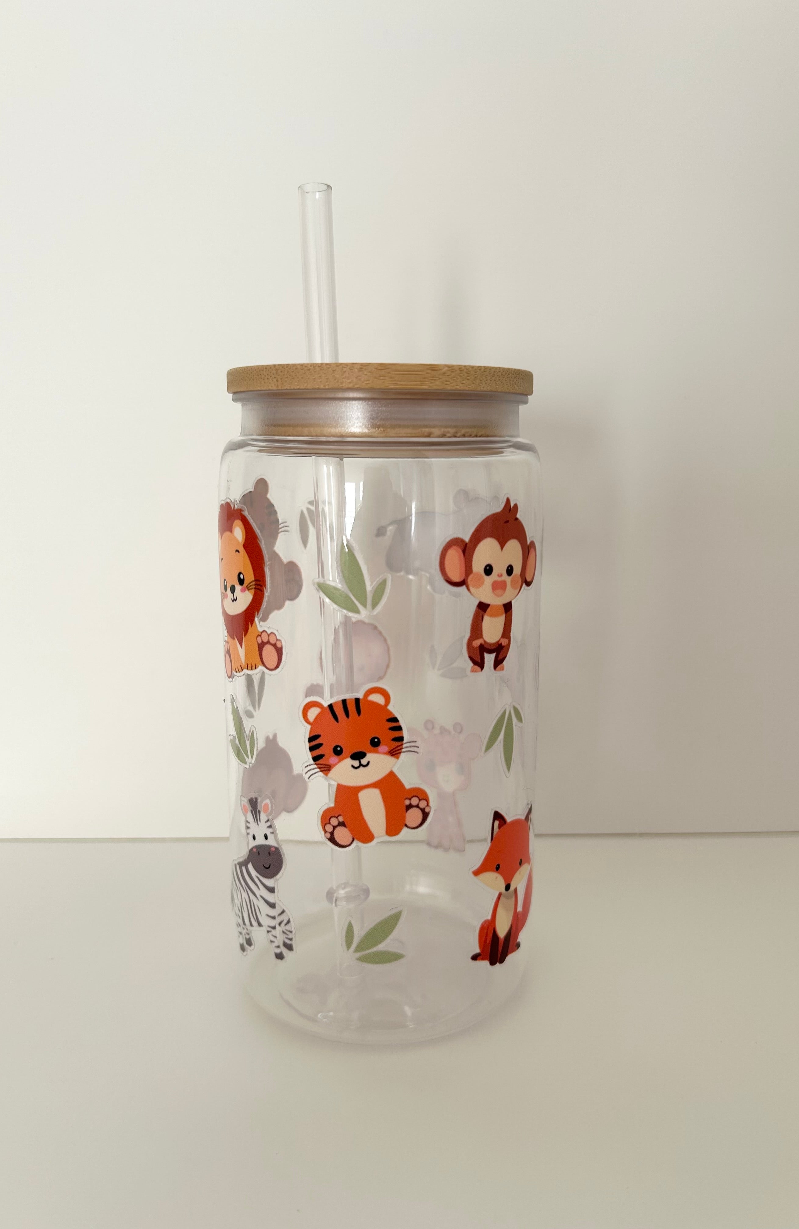 Animal Theme Kids Cup, Bamboo Lid & Straw, 16 oz
