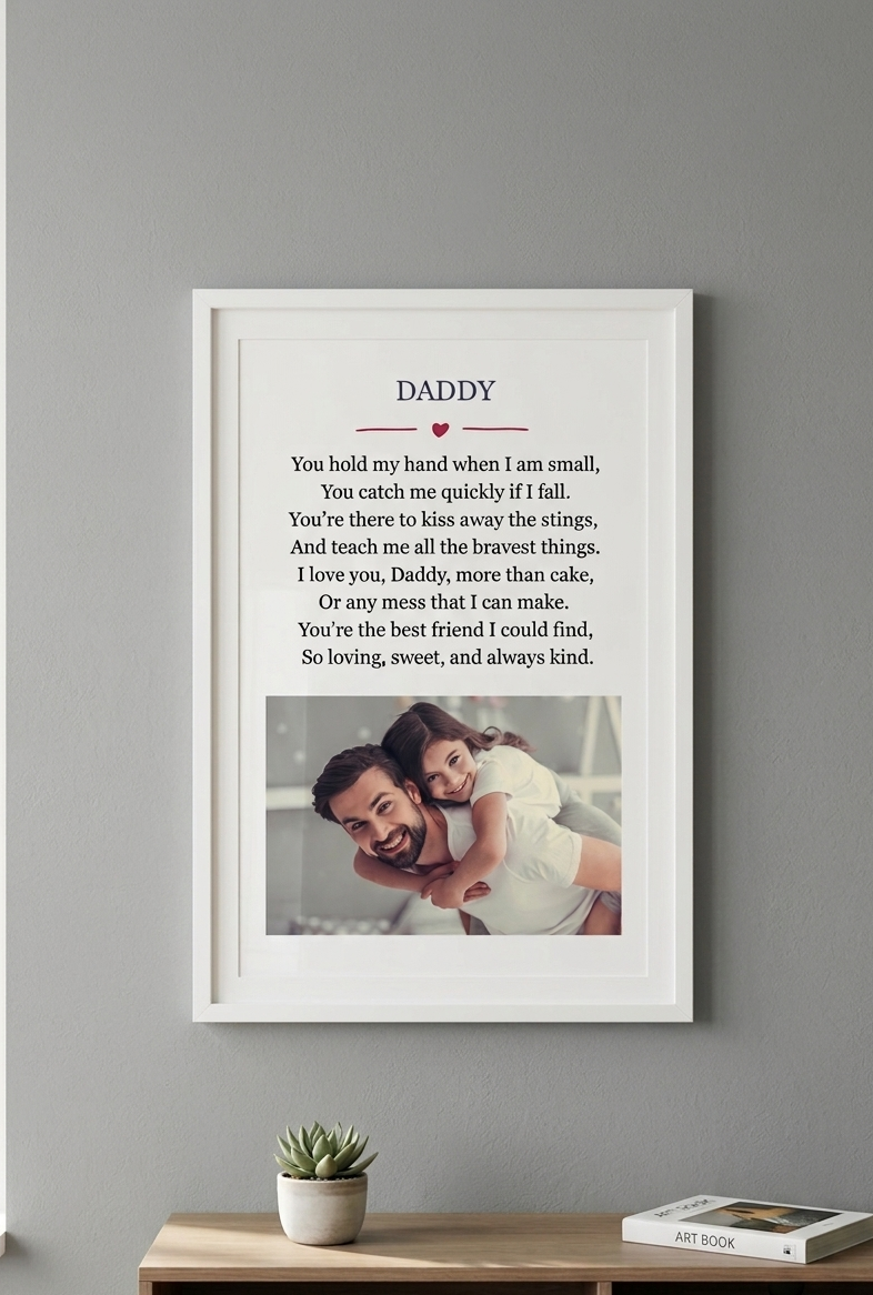 Personalised Daddy Photo Print, Custom Keepsake, Fathers Day Gift, Aluminium Wall art