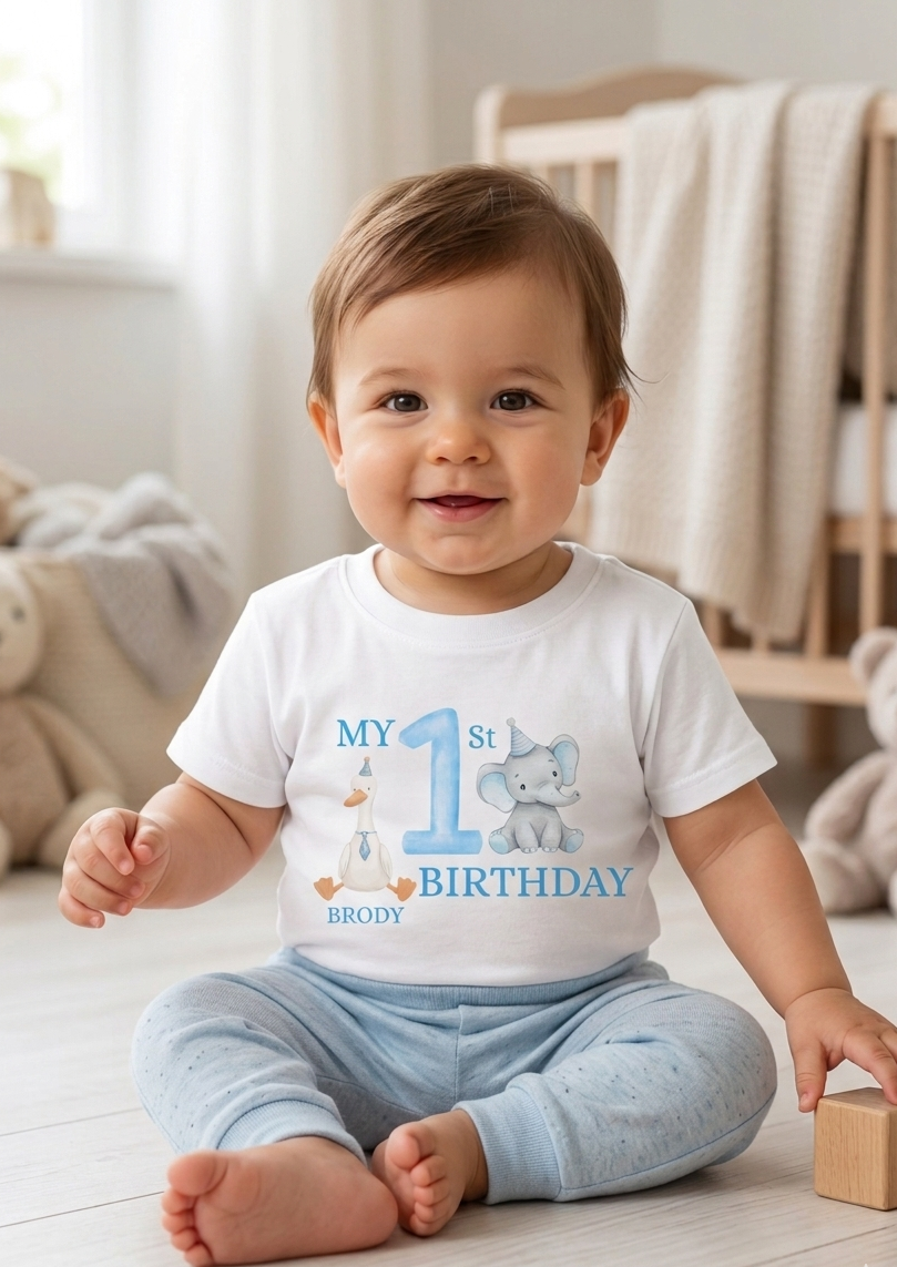 Personalised Animal 1st Birthday T-Shirt, Toddler First Birthday Outfit, Boy Girl