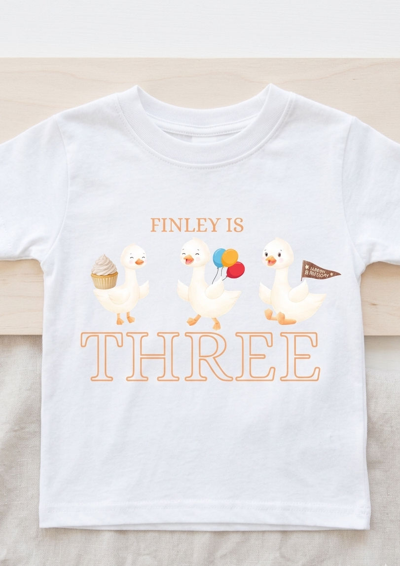 Personalised boys duck birthday T-shirt, First, Second, Third birthday Party Outfit