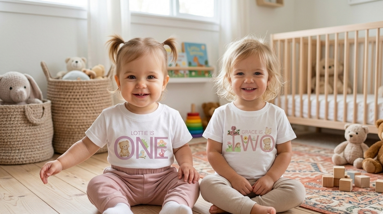 Personalised Girls First, Second Birthday Tshirt, Woodland Animal party Outfit, Girls One Two