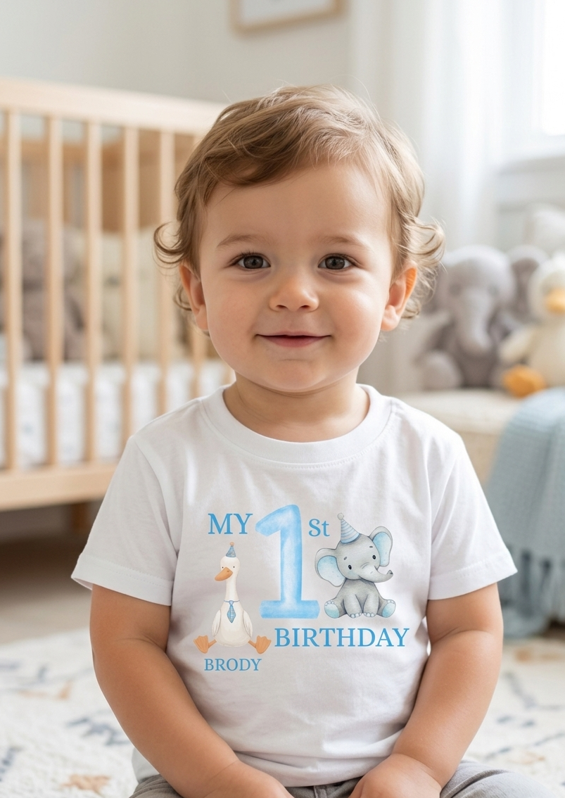 Personalised Animal 1st Birthday T-Shirt, Toddler First Birthday Outfit, Boy Girl