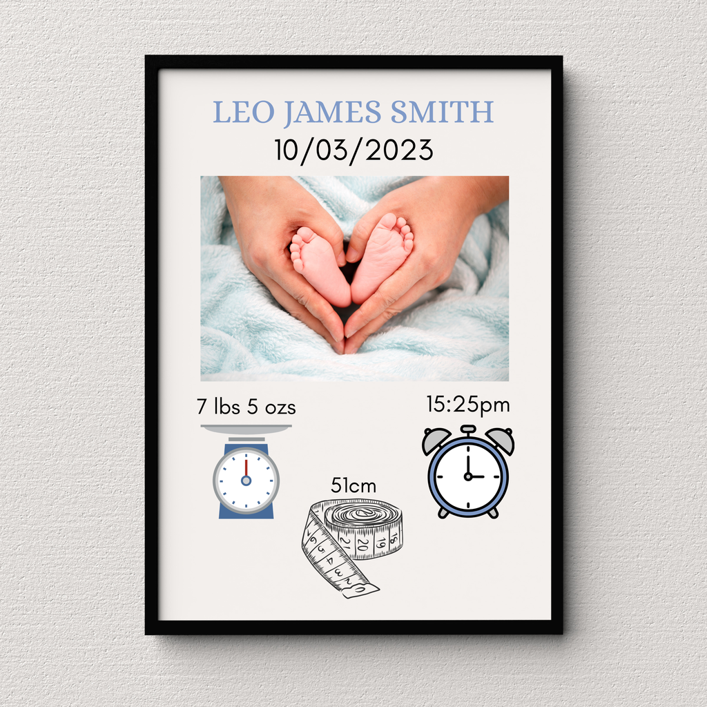 New Baby Personalised print, Birth detail Gift, Custom Keepsake, Newborn Gifts
