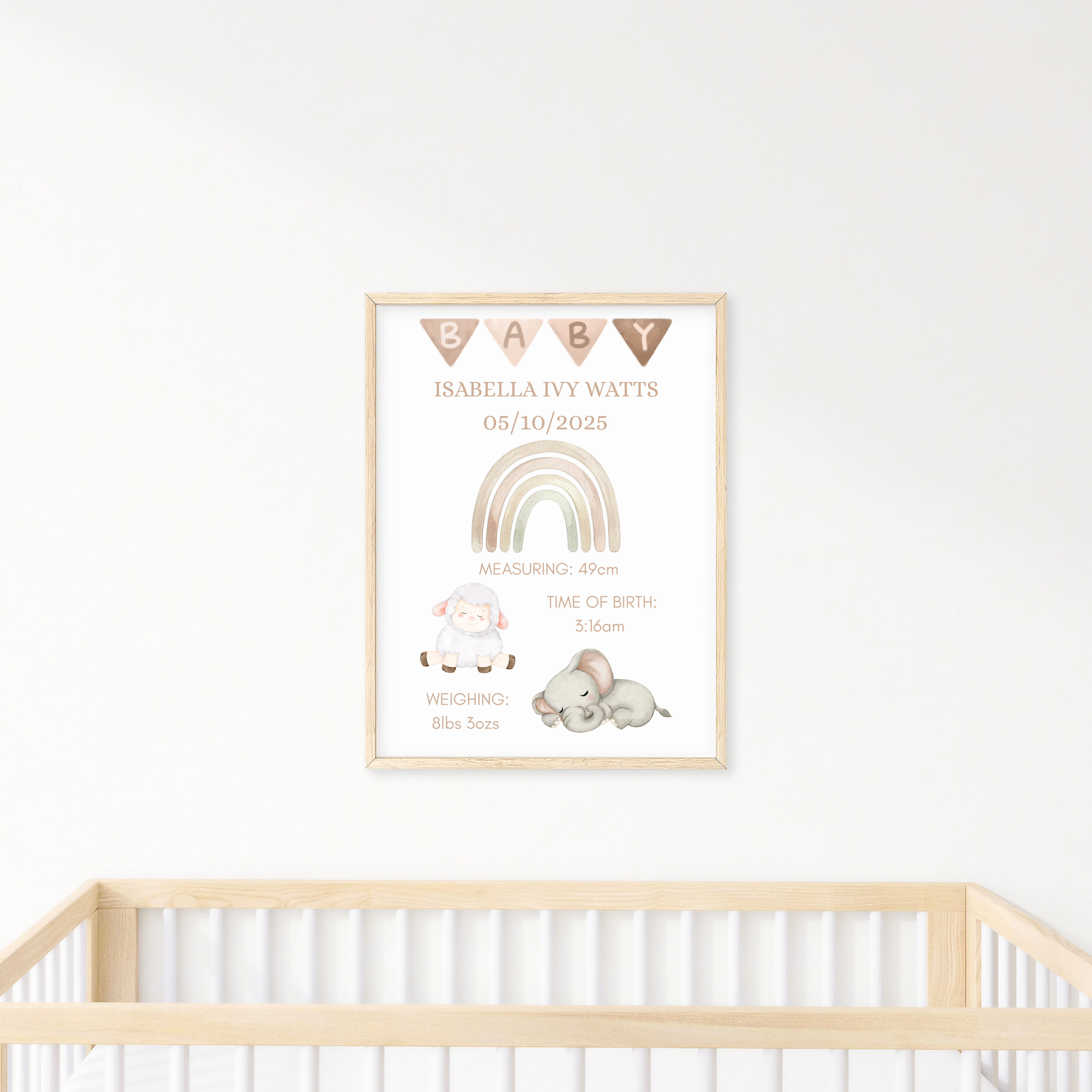 New Baby Personalised print, Birth detail Gift, Custom Keepsake, Girl Boy Newborn Gifts