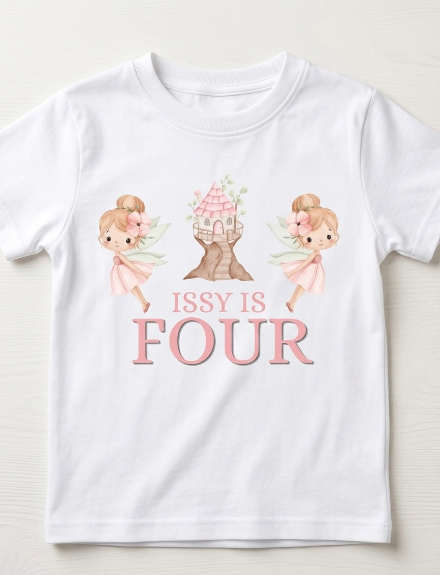 Personalised Girls Birthday T-shirt, Fairy Birthday Party Outfit
