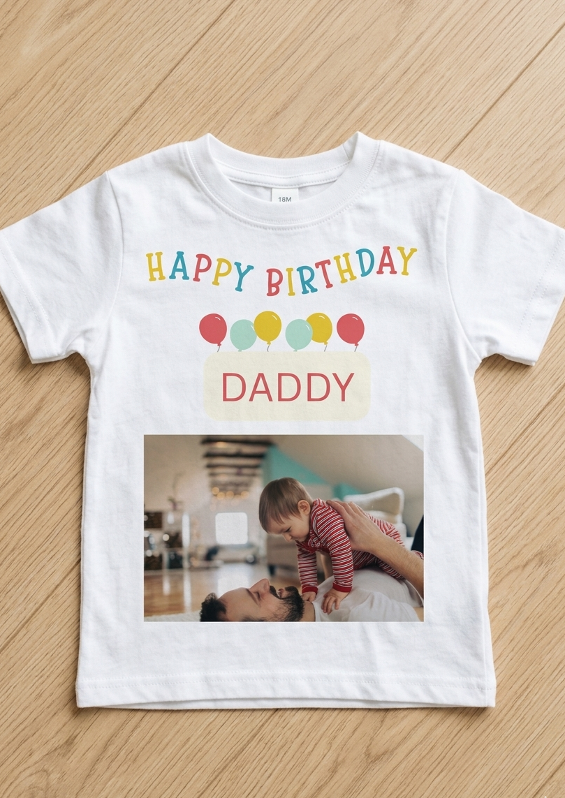 Personalised Photo T-shirt, Happy Birthday Daddy Gift, Custom Keepsake