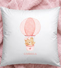 Personalised Girls Boys Name Hot Air balloon Bear Cushion, Nursery Decor pink girls Blue Boys