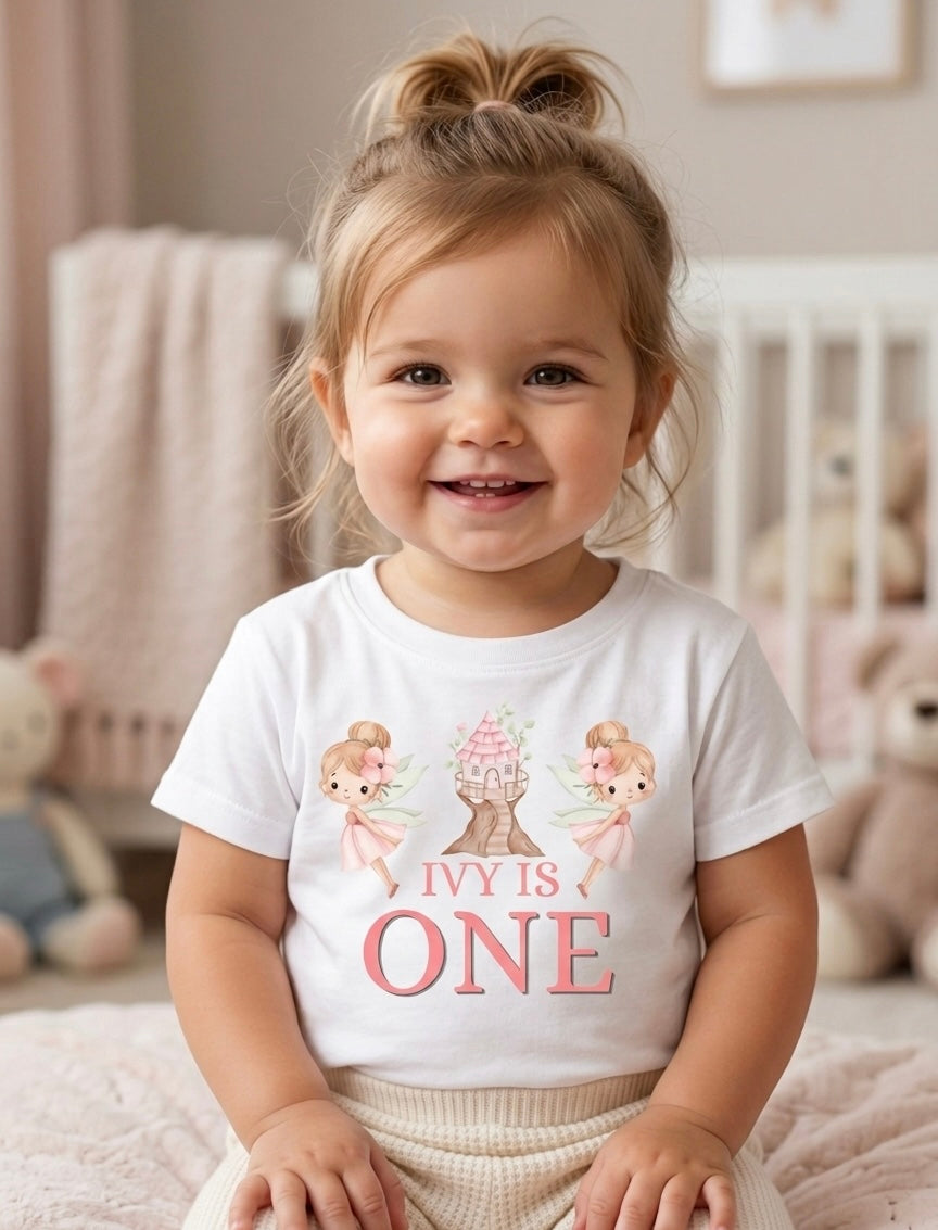 Personalised Girls Birthday T-shirt, Fairy Birthday Party Outfit