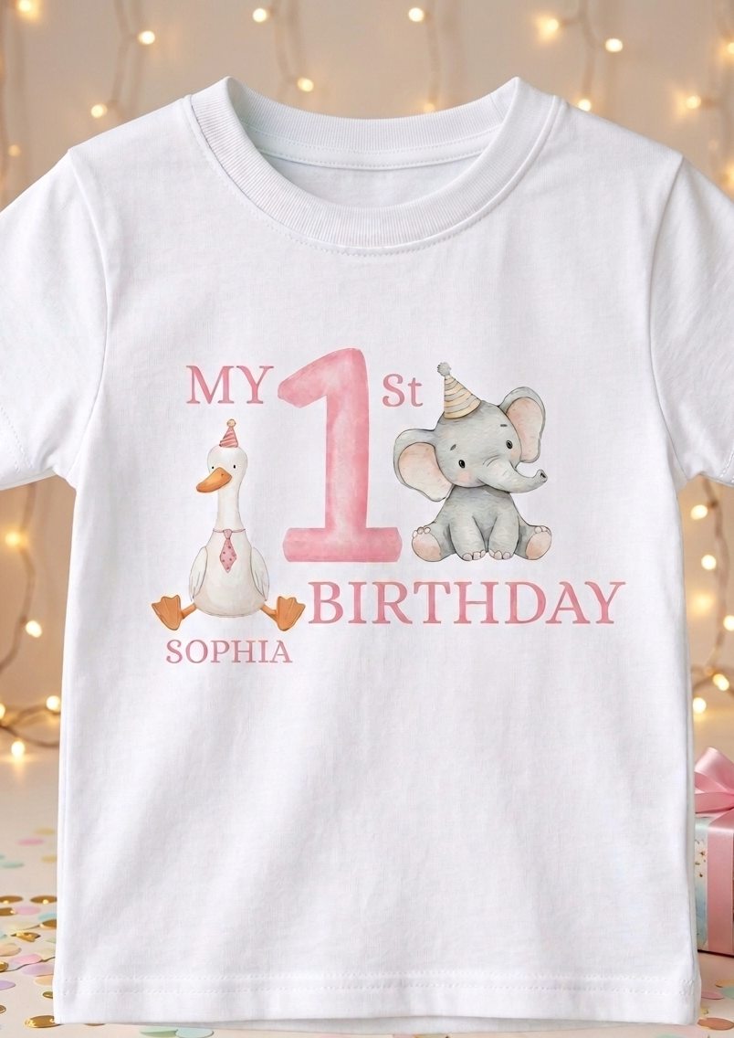 Personalised Animal 1st Birthday T-Shirt, Toddler First Birthday Outfit, Boy Girl