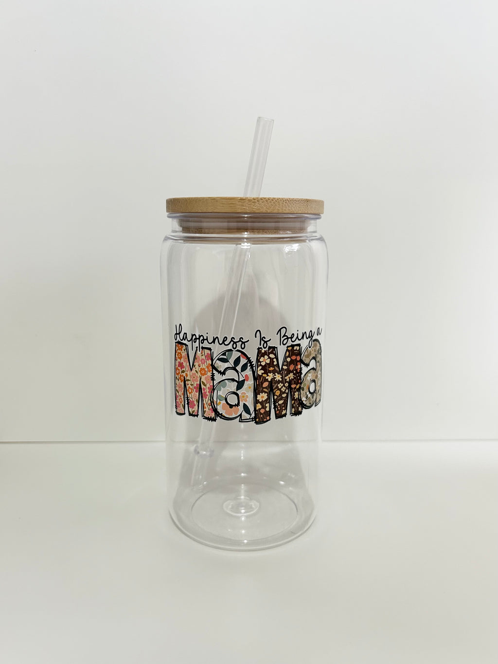 Mama Floral Cup with Bamboo Lid & Straw, Mother's Day Gift, Birthday gifts, gifts for her