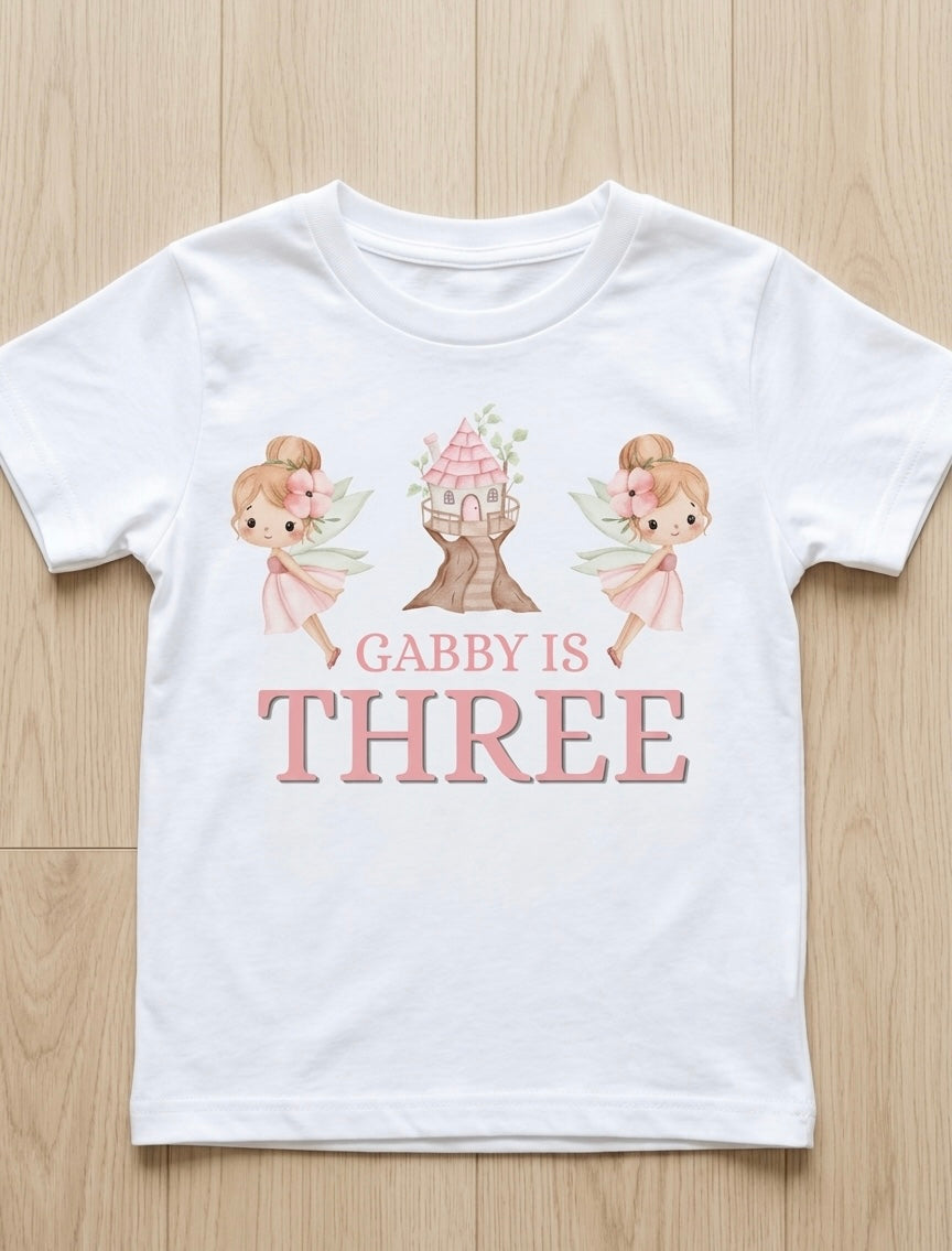 Personalised Girls Birthday T-shirt, Fairy Birthday Party Outfit