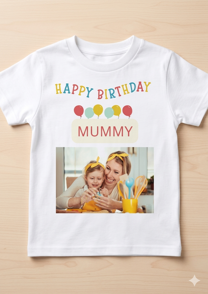 Personalised Photo T-shirt, Happy Birthday Mummy Gift, Birthday Gift for Mummy, Custom Keepsake