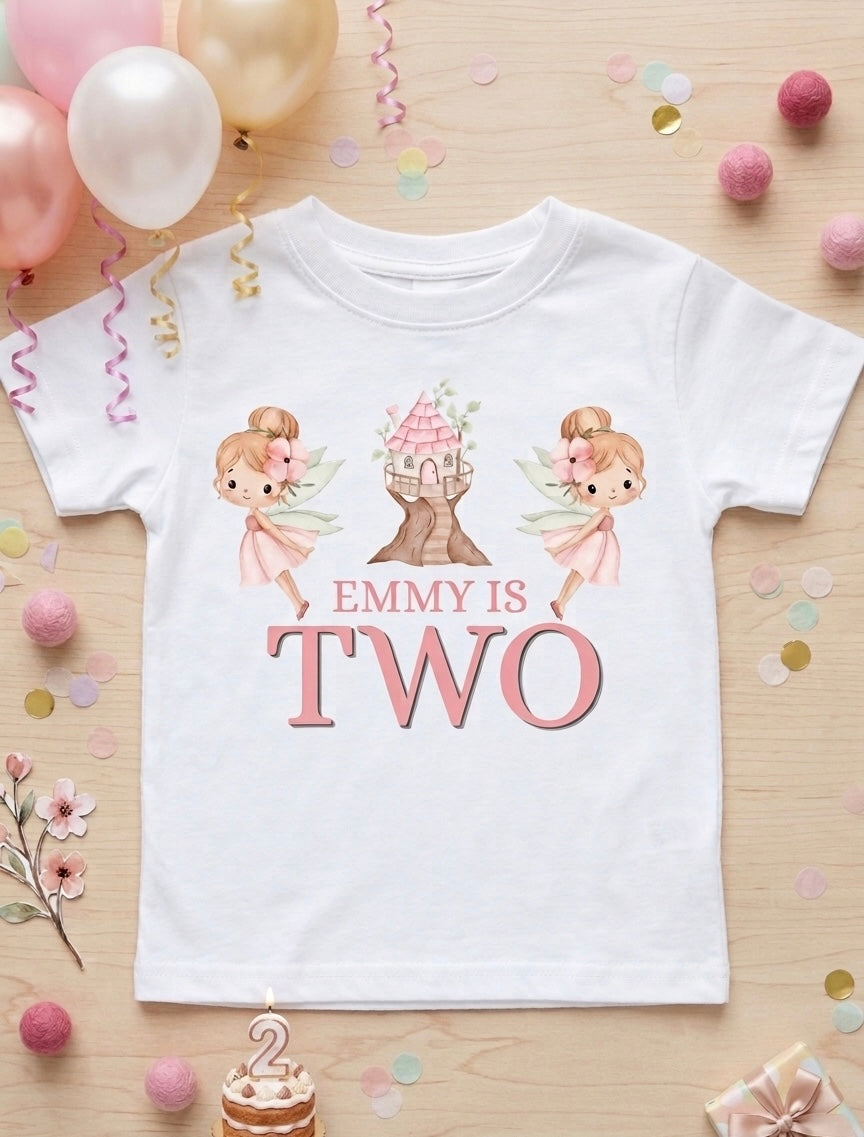Personalised Girls Birthday T-shirt, Fairy Birthday Party Outfit