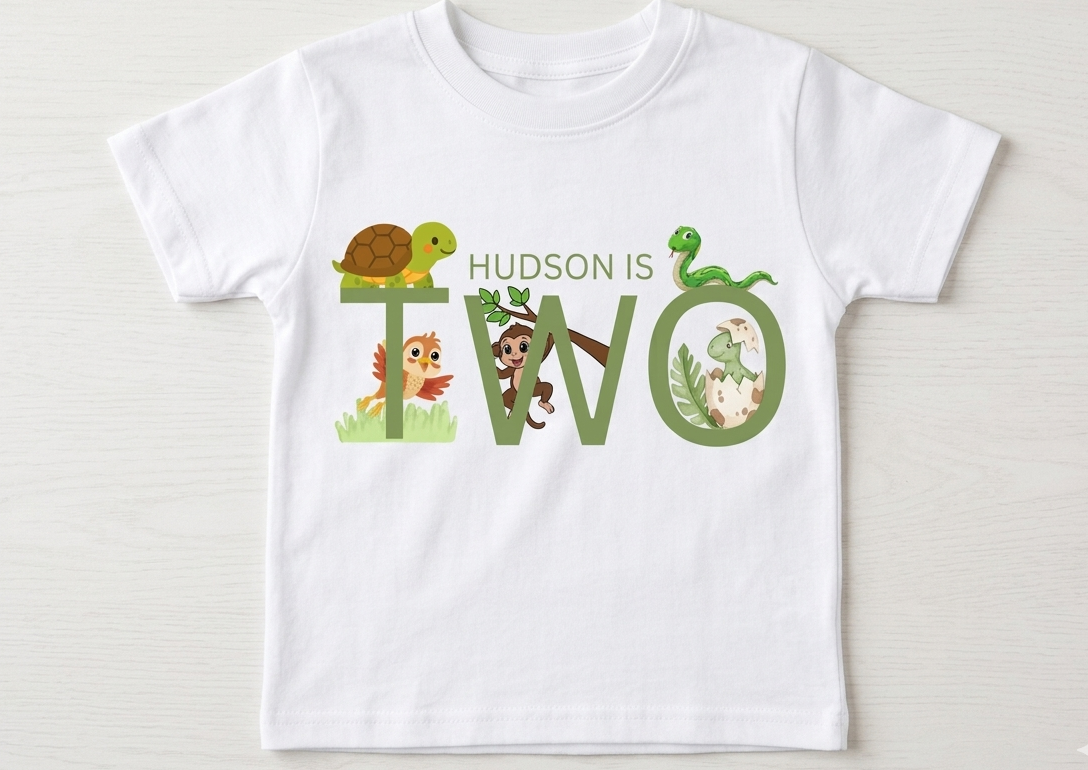 Personalised Dinosaur First, Second Birthday Tshirt, Animal Outfit, Boys One Two