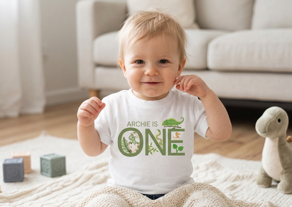 Personalised Dinosaur First, Second Birthday Tshirt, Animal Outfit, Boys One Two