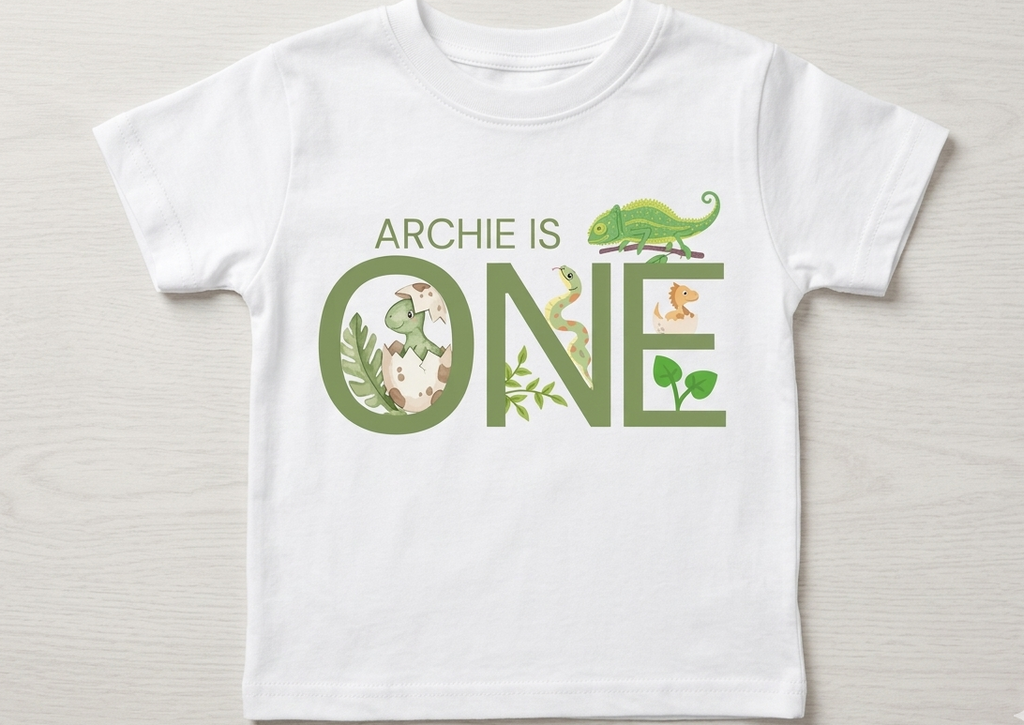 Personalised Dinosaur First, Second Birthday Tshirt, Animal Outfit, Boys One Two