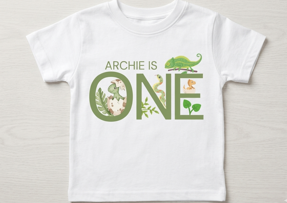 Personalised Dinosaur First, Second Birthday Tshirt, Animal Outfit, Boys One Two