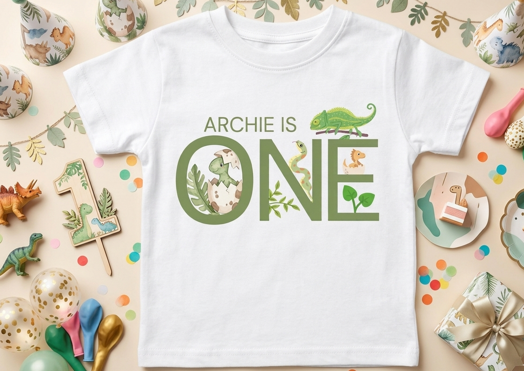 Personalised Dinosaur First, Second Birthday Tshirt, Animal Outfit, Boys One Two