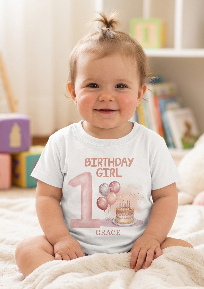 Personalised 1st, 2nd, 3rd, 4th Birthday T-shirt, Balloons Cake Birthday Outfit
