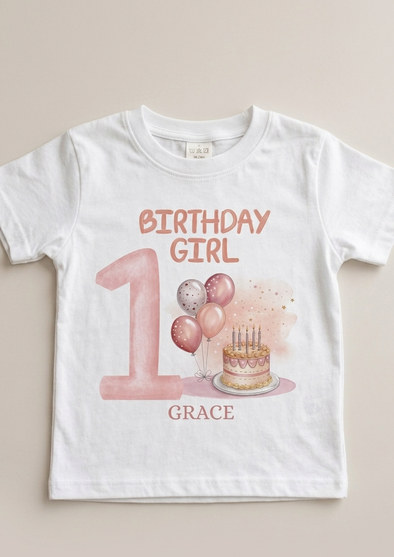 Personalised 1st, 2nd, 3rd, 4th Birthday T-shirt, Balloons Cake Birthday Outfit