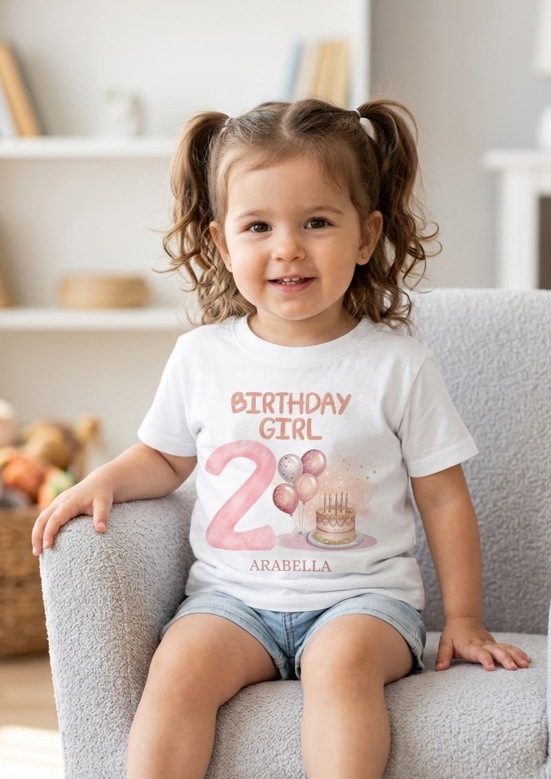 Personalised 1st, 2nd, 3rd, 4th Birthday T-shirt, Balloons Cake Birthday Outfit