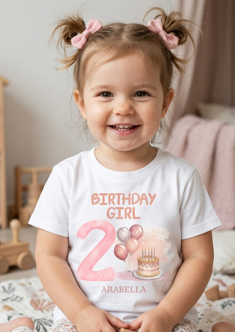Personalised 1st, 2nd, 3rd, 4th Birthday T-shirt, Balloons Cake Birthday Outfit