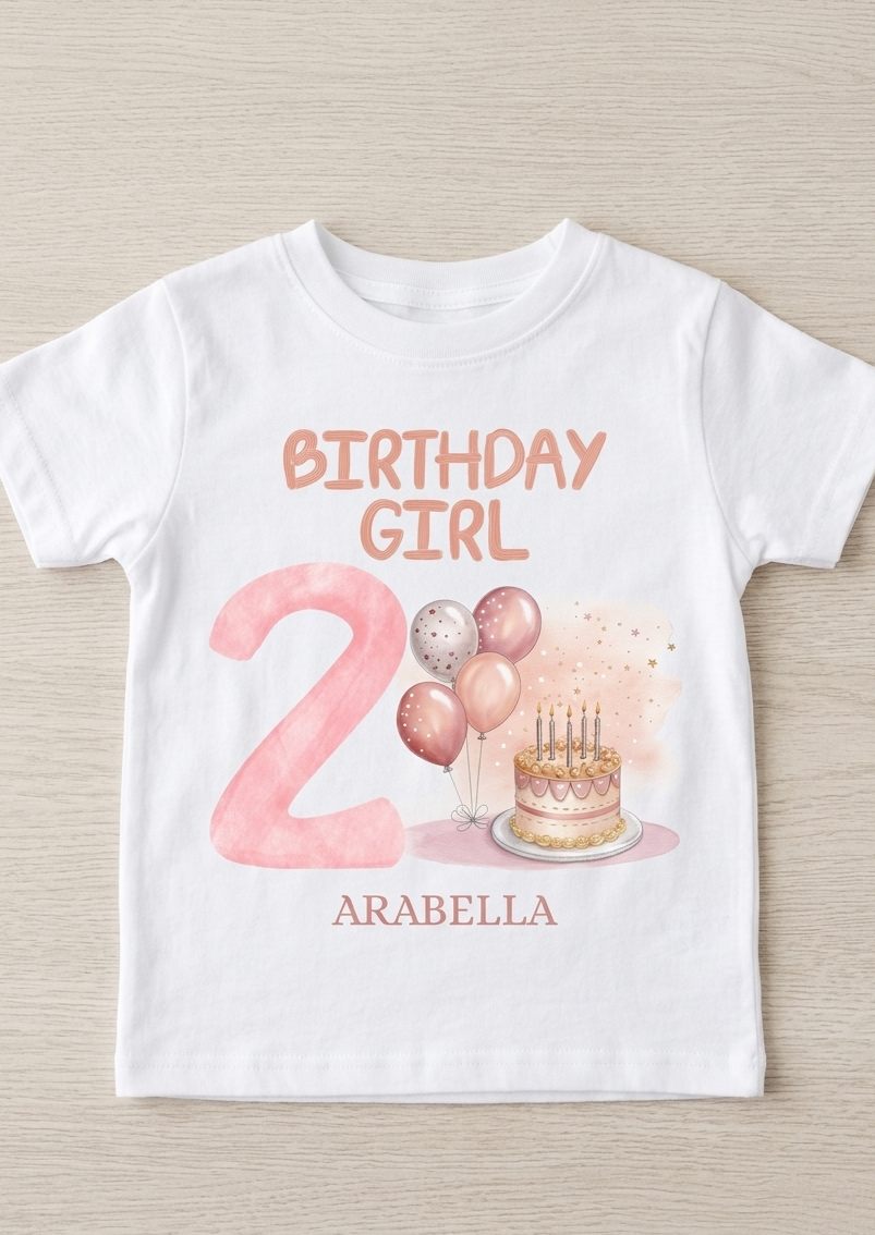 Personalised 1st, 2nd, 3rd, 4th Birthday T-shirt, Balloons Cake Birthday Outfit