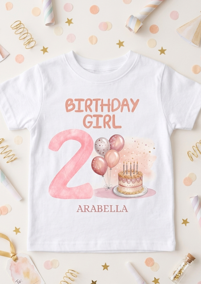 Personalised 1st, 2nd, 3rd, 4th Birthday T-shirt, Balloons Cake Birthday Outfit