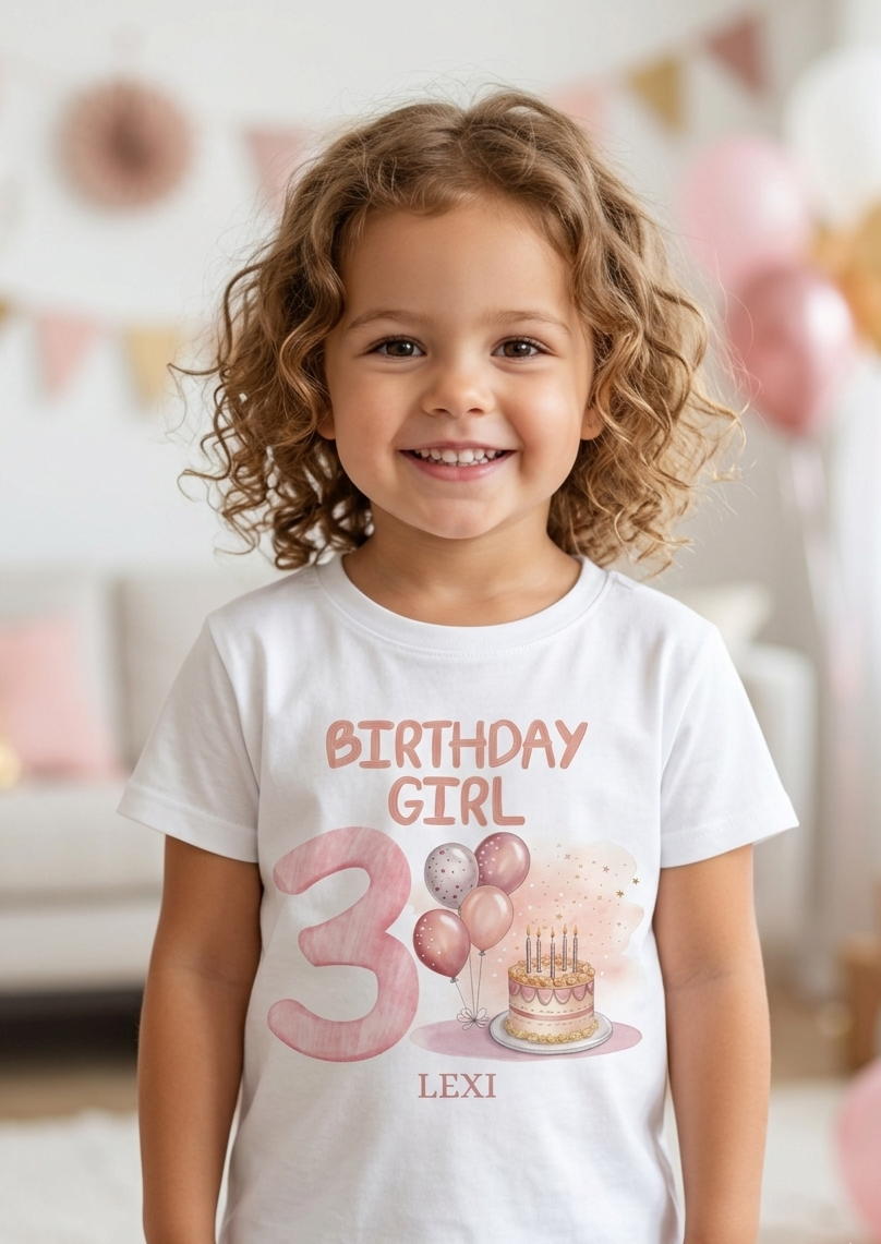 Personalised 1st, 2nd, 3rd, 4th Birthday T-shirt, Balloons Cake Birthday Outfit