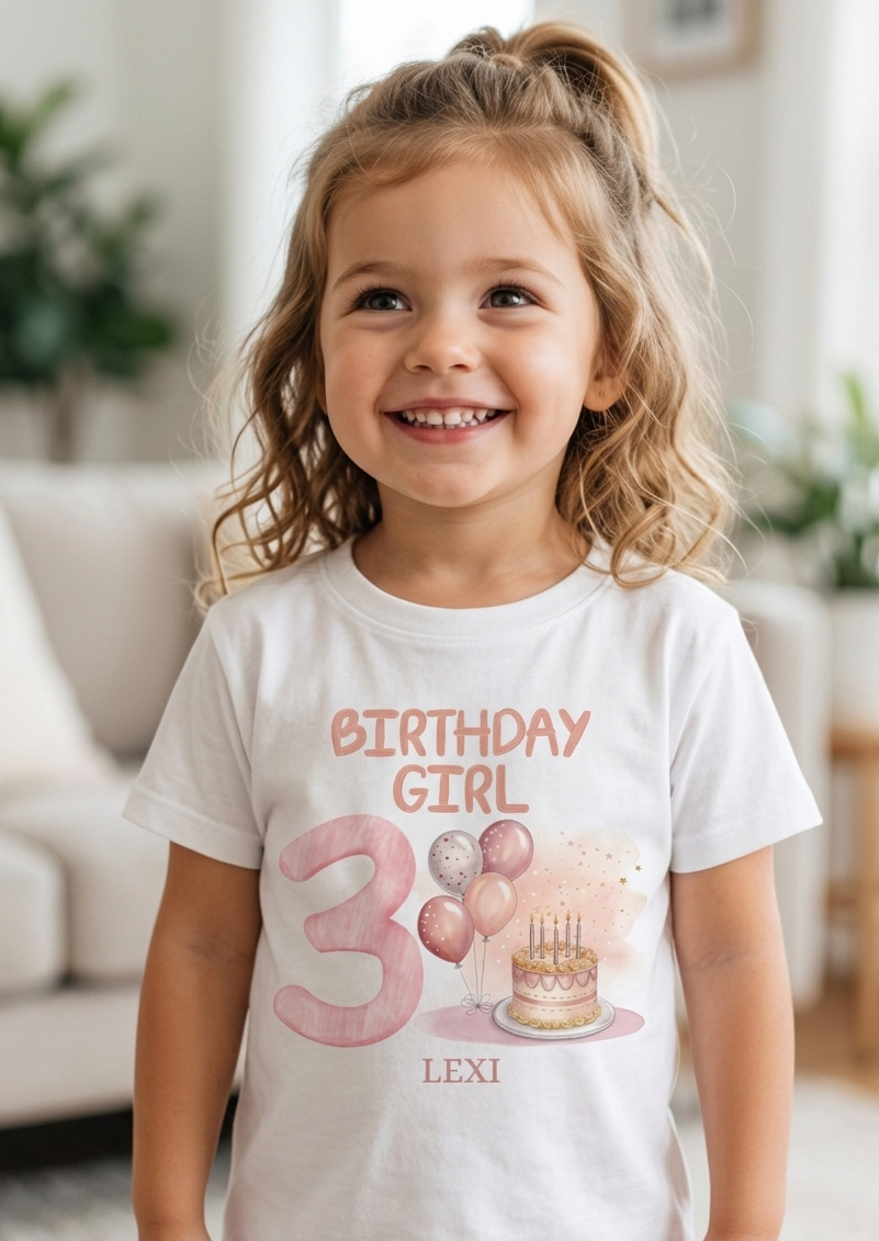 Personalised 1st, 2nd, 3rd, 4th Birthday T-shirt, Balloons Cake Birthday Outfit