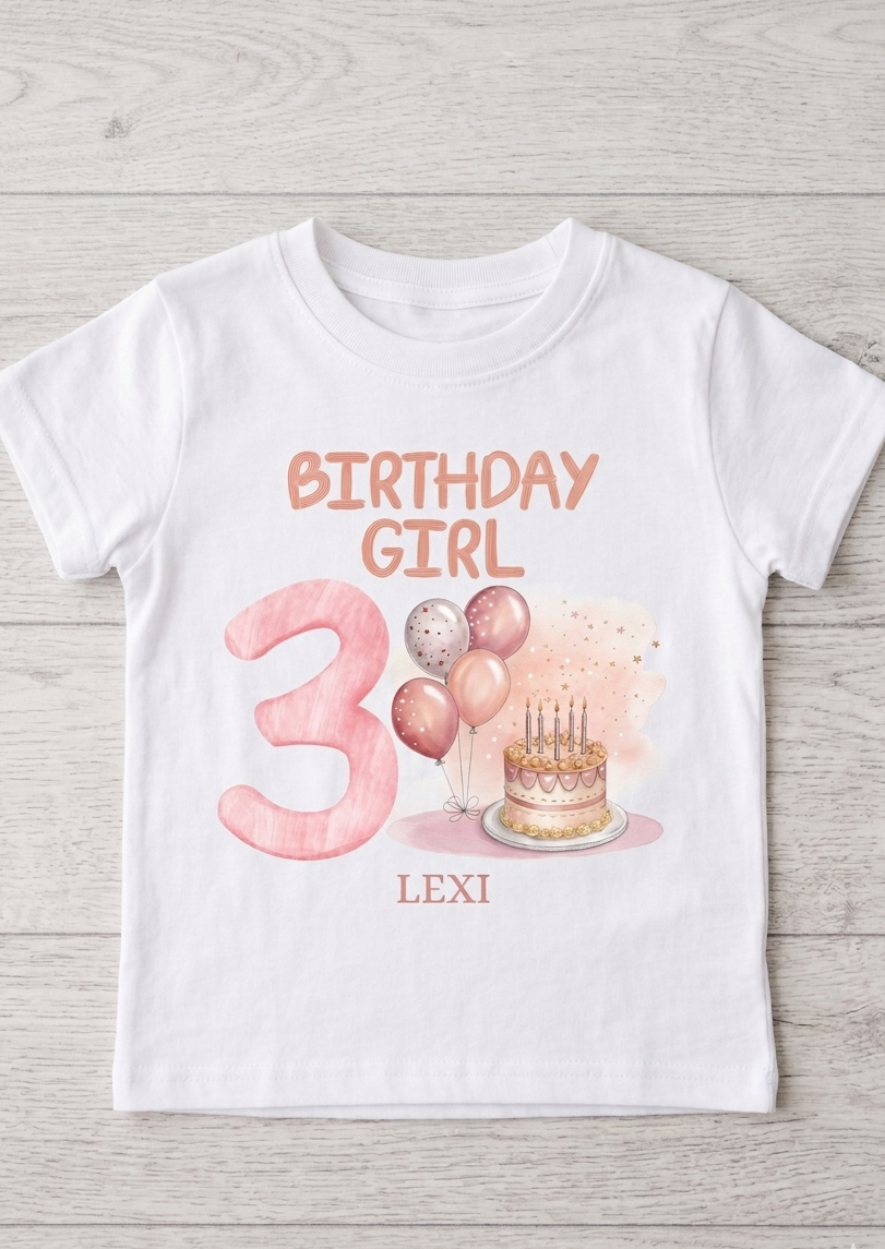 Personalised 1st, 2nd, 3rd, 4th Birthday T-shirt, Balloons Cake Birthday Outfit