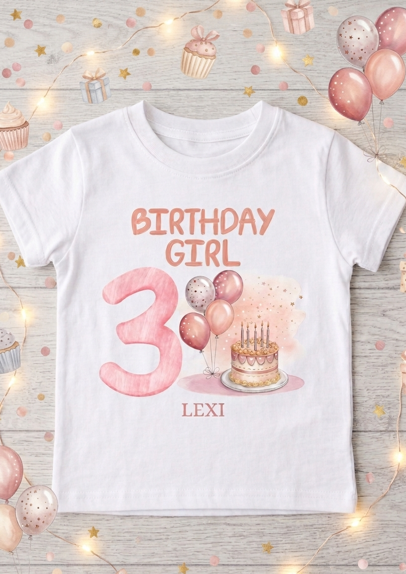 Personalised 1st, 2nd, 3rd, 4th Birthday T-shirt, Balloons Cake Birthday Outfit