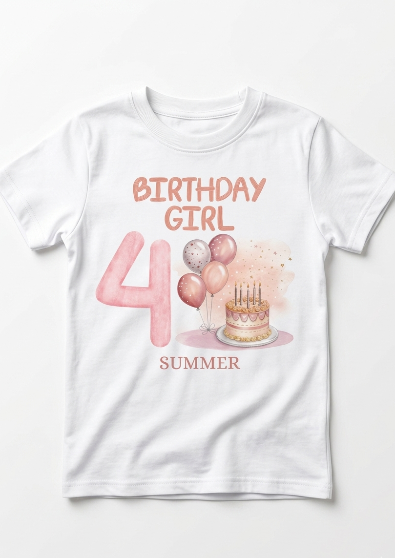 Personalised 1st, 2nd, 3rd, 4th Birthday T-shirt, Balloons Cake Birthday Outfit