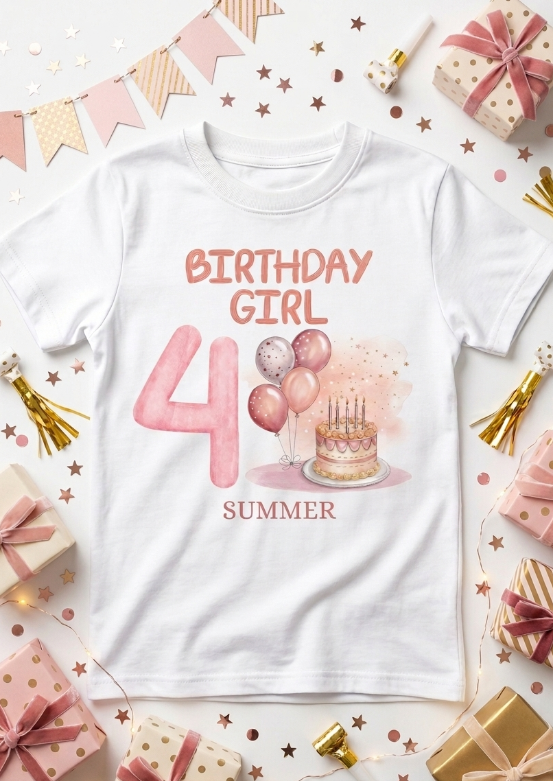 Personalised 1st, 2nd, 3rd, 4th Birthday T-shirt, Balloons Cake Birthday Outfit