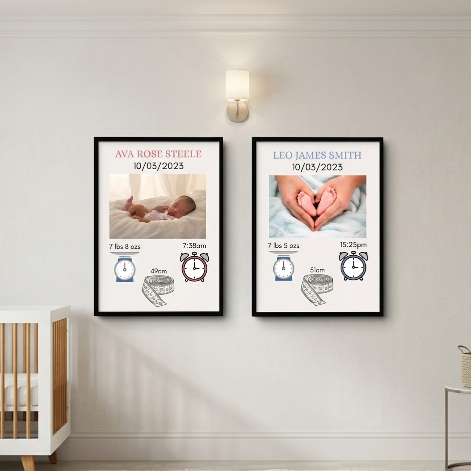 New Baby Personalised print, Birth detail Gift, Custom Keepsake, Newborn Gifts