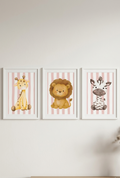 Animal Wallart Print Aluminum Set of 3 Nursery toddler room decor Playroom Wallart